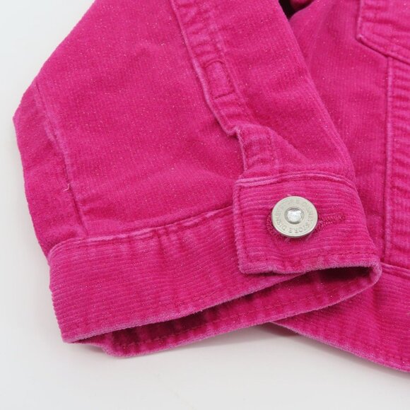 Disney Girls Extra Small XS 4 Pink Shimmer Embroidered Princess Corduroy Jacket - Picture 4 of 14